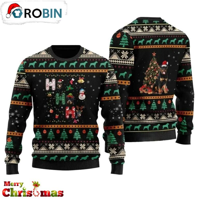 Rottweiler Dog Ugly Christmas Sweater – Christmas Outfits Gift – Retro Christmas Sweater