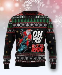 Santa And Motor All Over Printed Ugly Sweatshirt, Sweater Santa And Motor All Over Printed Ugly Sweatshirt, Sweater