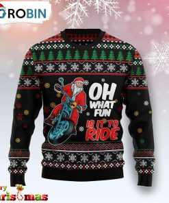Santa And Motorugly Christmas Sweater – Xmas Jumper Holiday Pullover