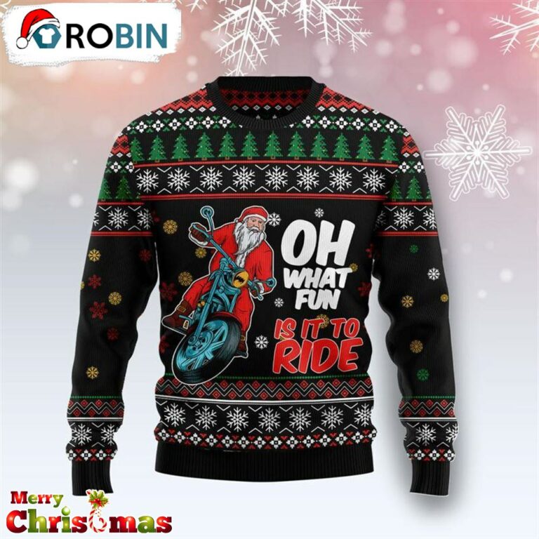 Santa And Motorugly Christmas Sweater – Xmas Jumper Holiday Pullover