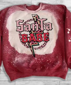 Santa Babe Red Sweatshirt Leopard Pattern Ugly Christmas Sweatshirt – Sweater