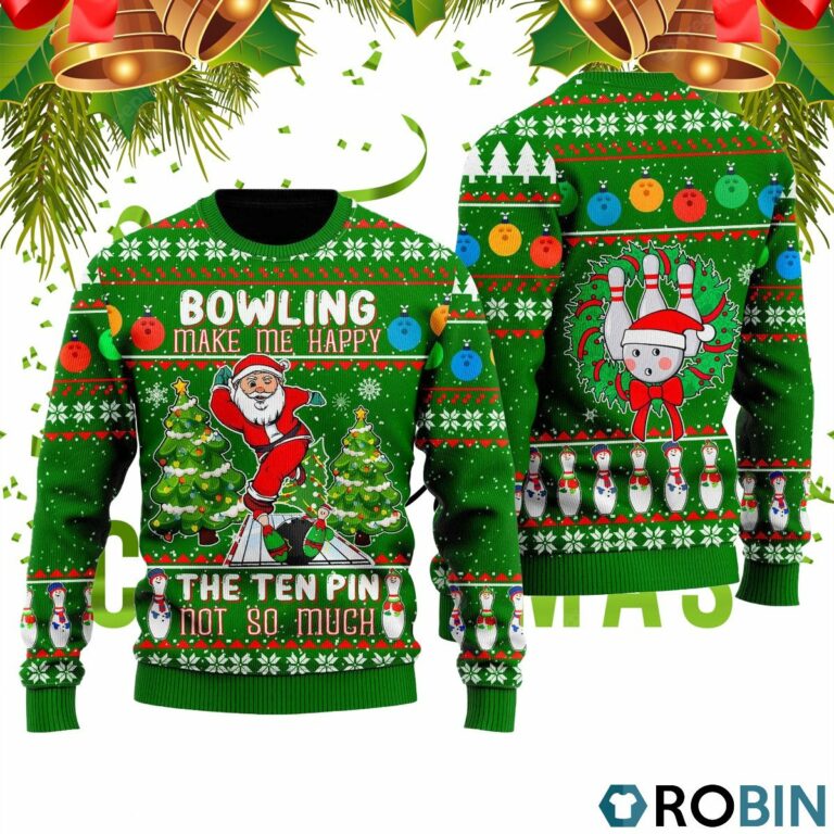 Santa Bowling Go Strike Ugly Christmas Sweater RB4408