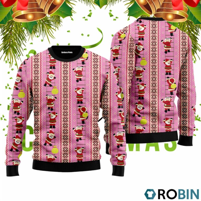 Santa Claus Climbing Pattern Ugly Christmas Sweater RB2485