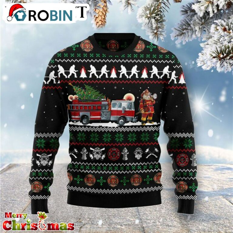 Santa Claus Firefighter Ugly Christmas Sweater – Best Xmas Gift