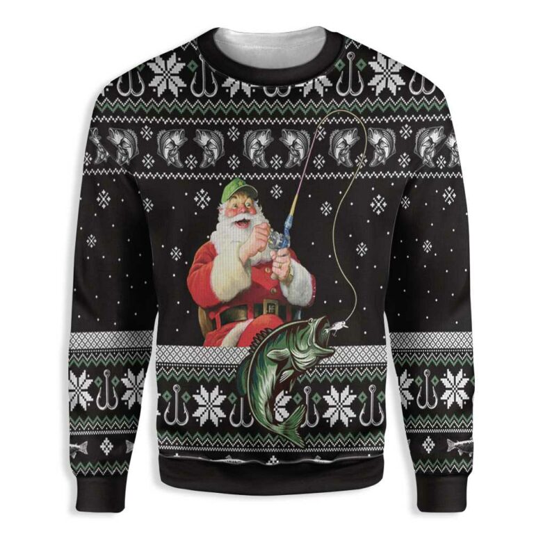 Santa Claus Goes Fishing Ugly Christmas Sweatshirt – Sweater