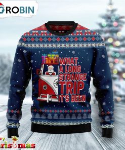 Santa Claus Hippie Bus What A Long Strange Trip Its Been Ugly Christmas Sw