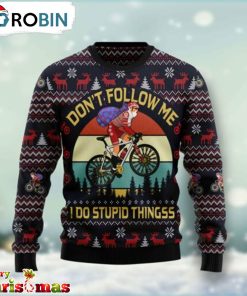 Santa Claus On Mountain Bike Ugly Christmas Sweater – Xmas Ugly Sweater