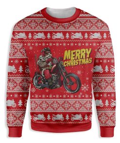 Santa Claus Riding Chopper Motorbike Ugly Christmas Sweatshirt – Sweater