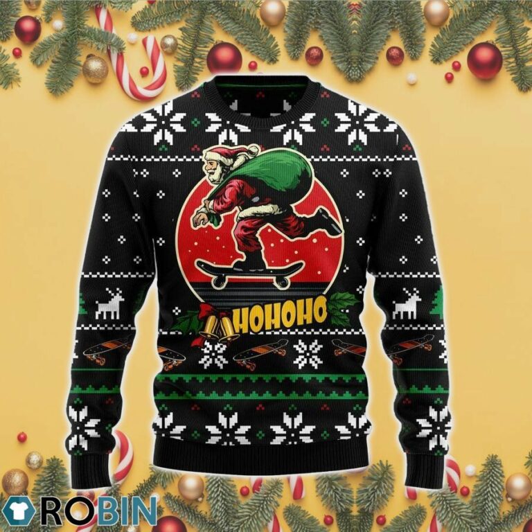 Santa Claus Skateboard Ugly Christmas Sweater RB4439