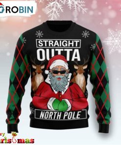 Santa Claus Straight Outta North Pole Ugly Christmas Sweater – Christmas Outfits Gift