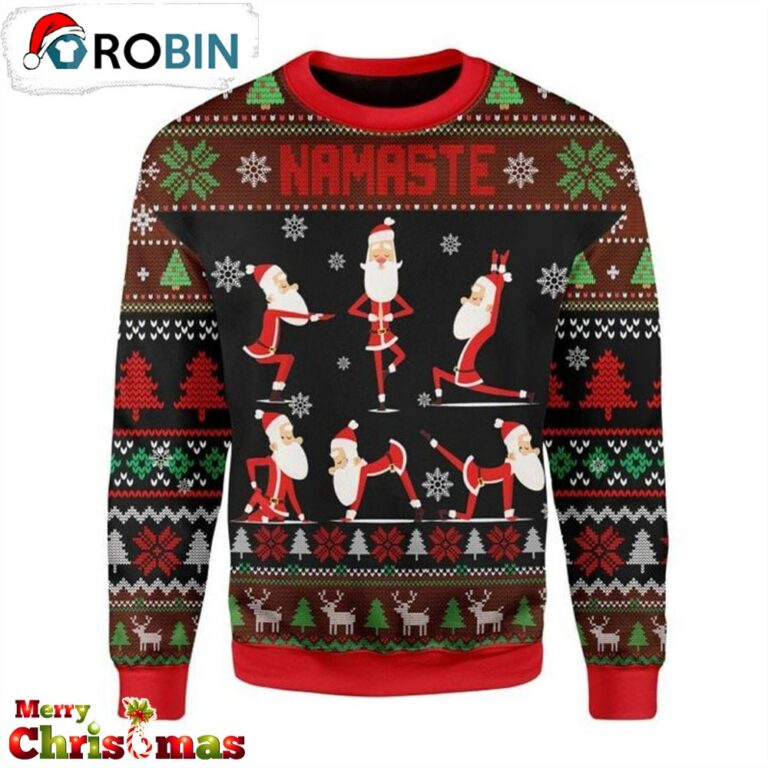 Santa Claus Yoga Ugly Christmas Sweater – Christmas Outfits Gift