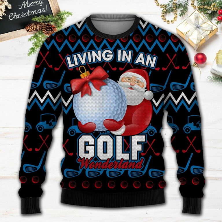 Santa Clause Golf Wonderland Christmas Ugly Sweatshirt, Sweater