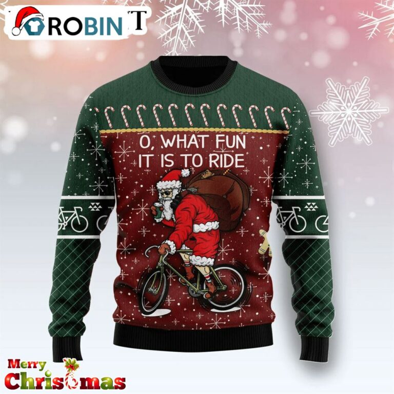 Santa Cycling Funny Christmas Sweater – Best Xmas Gift