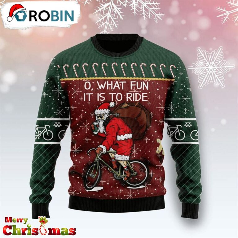 Santa Cycling Funny Ugly Christmas Sweater – Best Gift For Christmas