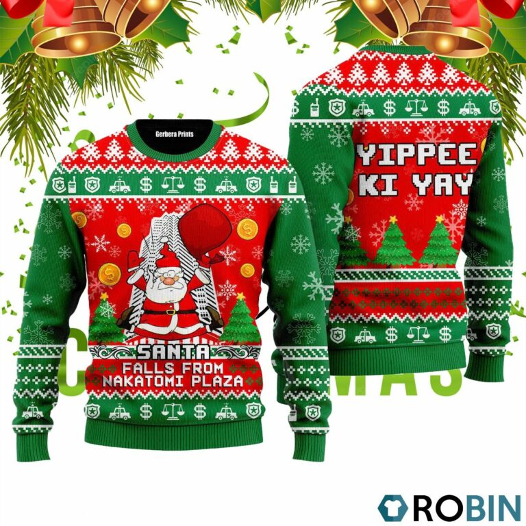 Santa Falls From Nakatomi Plaza Ugly Christmas Sweater RB4444