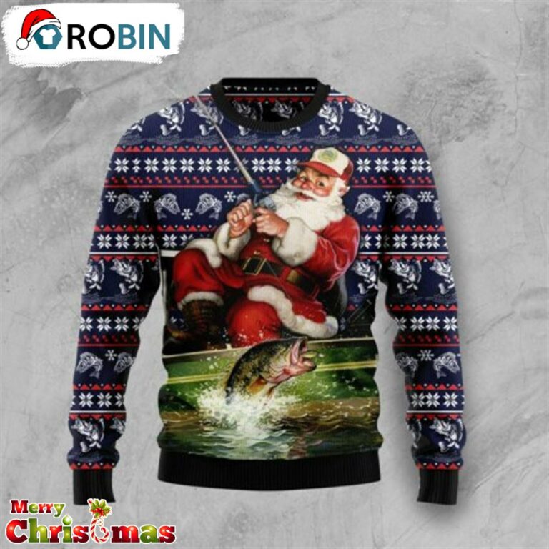 Santa Fishing Ugly Christmas Sweater – Best Gift For Christmas