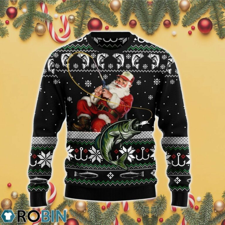 Santa Fishing Ugly Christmas Sweater RB4224