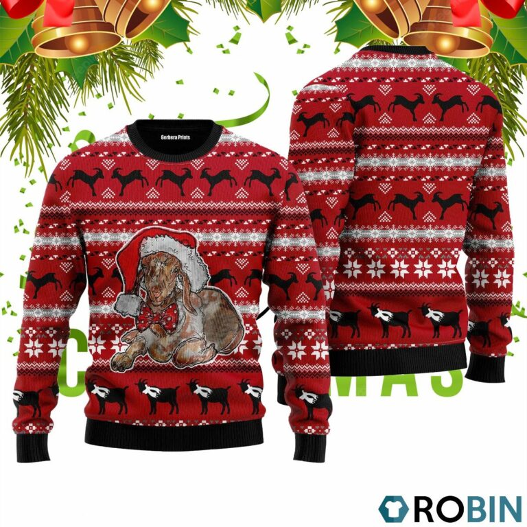 Santa Goat 3D Print Ugly Christmas Sweater RB4348