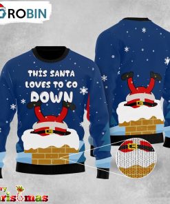 Santa Goes Down Ugly Christmas Sweater – Xmas Jumper Holiday Pullover