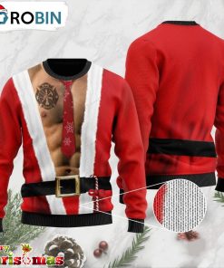 Santa Half Naked Ugly Christmas Sweater – Xmas Jumper Holiday Pullover