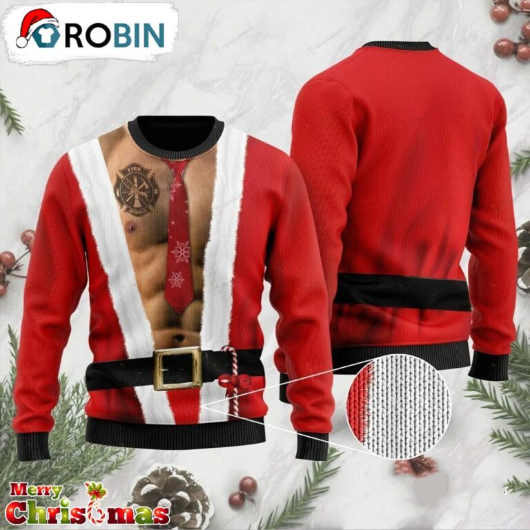 Santa Half Naked Ugly Christmas Sweater – Xmas Jumper Holiday Pullover