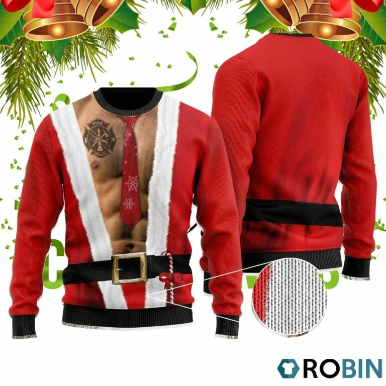 Santa Half Naked 3D Print Ugly Christmas Sweater RB4029