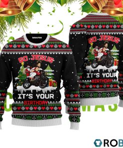 Santa Jesus Ride Motobike 3D Print Ugly Christmas Sweater RB4235