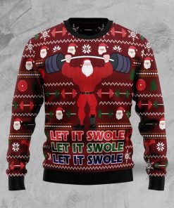 Santa Let It Swole Christmas Ugly Sweatshirt, Sweater