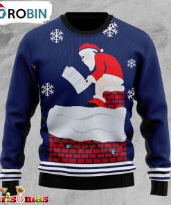 Santa Log On The Fire Ugly Christmas Sweater – Xmas Jumper Holiday Pullover