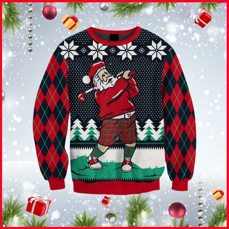 Santa Love Golf 3D Print Ugly Christmas Sweater RB3058