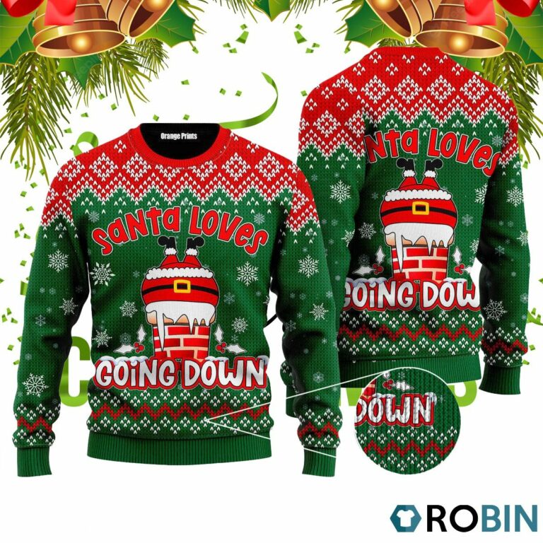 Santa Loves Going Down Funny 3D Print Ugly Christmas Sweater RB4405