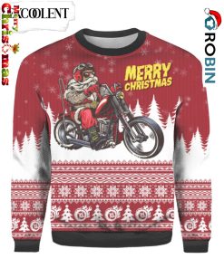 Santa Riding Motorbike To Holiday Ugly Christmas Sweater – Christmas Outfits Gift