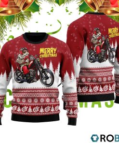 Santa Riding Motorbike To Holiday 3D Print Ugly Christmas Sweater RB4545