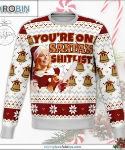 santa sht list dank ugly christmas sweater 34 yo83N