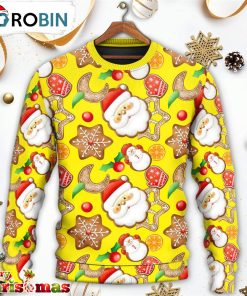 Santa Snowman Gingerbread And Sweets Ugly Christmas Sweater – Xmas Ugly Sweater