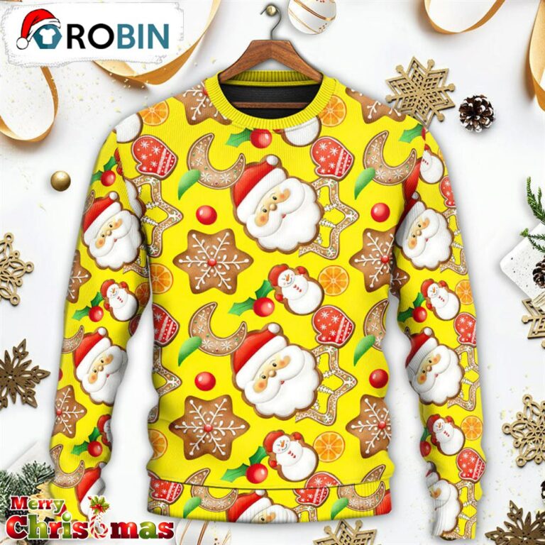 Santa Snowman Gingerbread And Sweets Ugly Christmas Sweater – Xmas Ugly Sweater