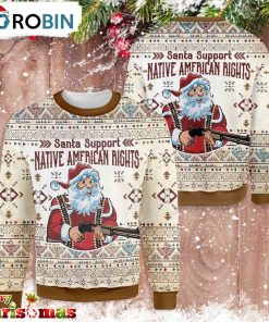 Santa Support Native American Rights Ugly Christmas Sweater – Xmas Ugly Sweater