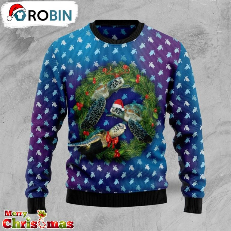 Santa Turtle Ugly Christmas Sweater – Xmas Ugly Sweater