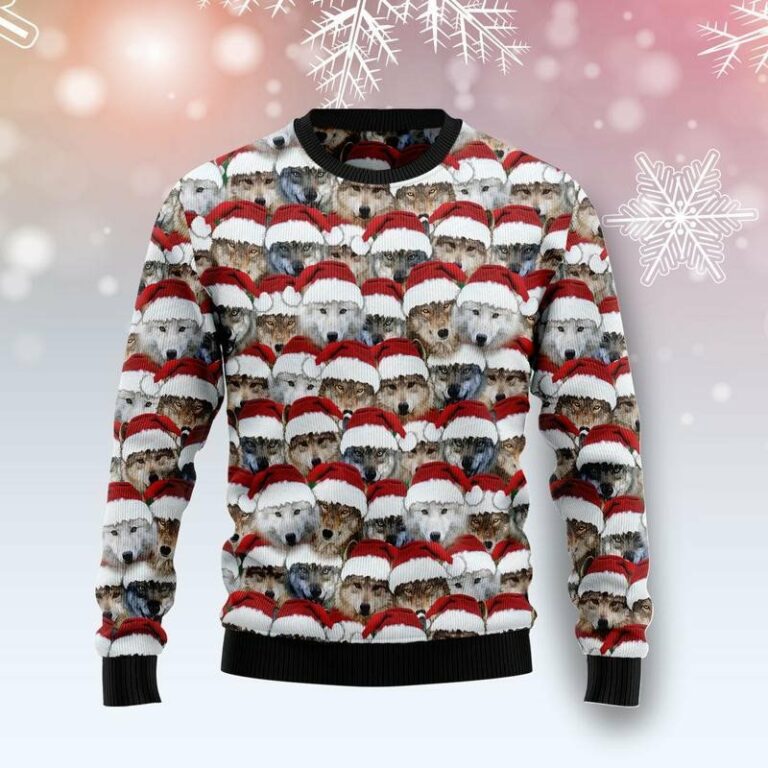 Santa Wolf Christmas Ugly Sweatshirt, Sweater