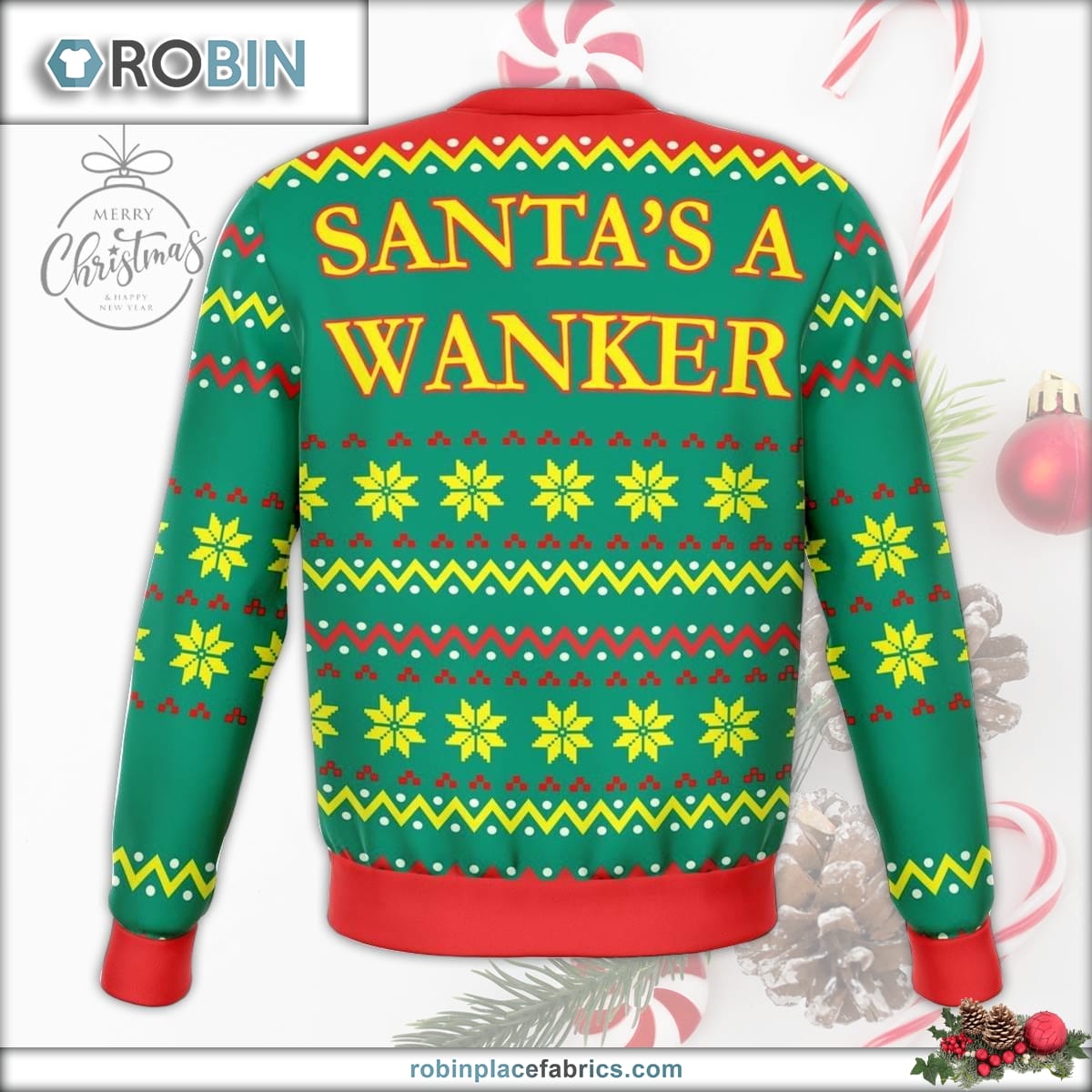 Santa's Wanker Offensive Ugly Christmas Sweater - RobinPlaceFabrics