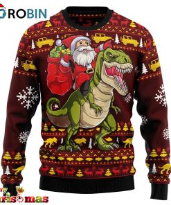 santassic park christmas unisex crewneck sweater ugly christmas sweater 1 pux9vy