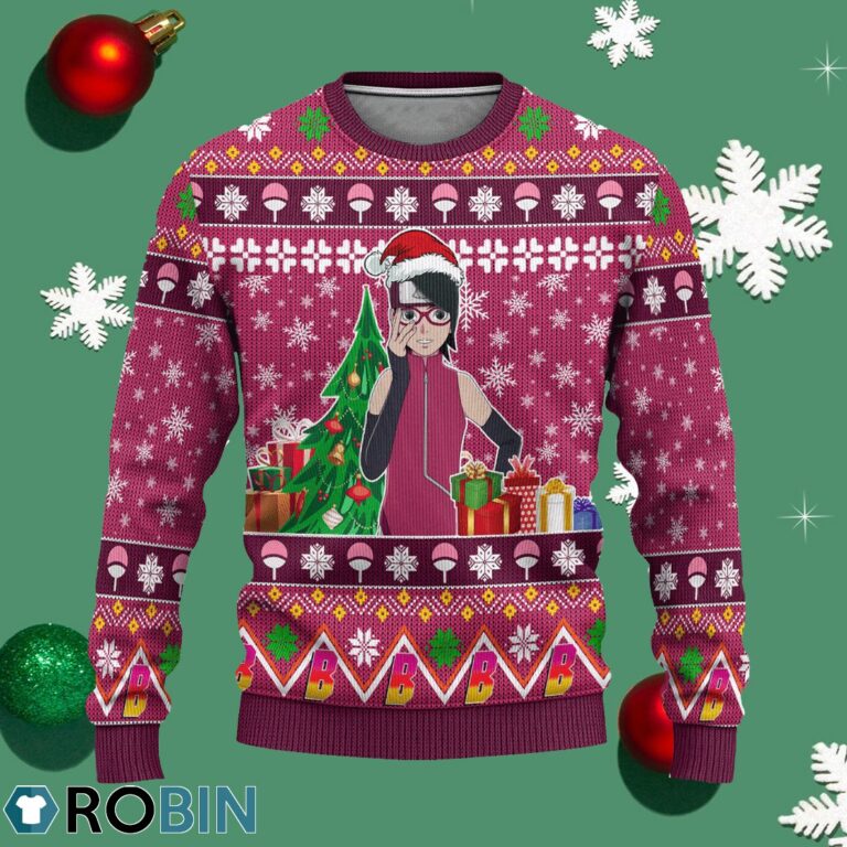 Sarada Uchiha Anime Ugly Christmas Sweater Custom Boruto Xmas Gift
