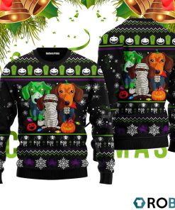 Scary Dachshund Zombie Ugly Christmas Sweater RB4227