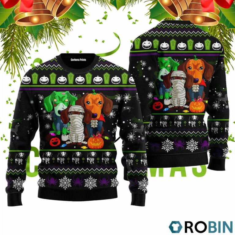 Scary Dachshund Zombie Ugly Christmas Sweater RB4227