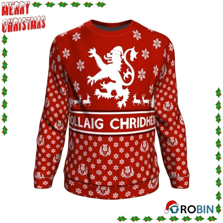 Scotland Christmas Lion Thistle Red Ugly Sweatshirt, Sweater