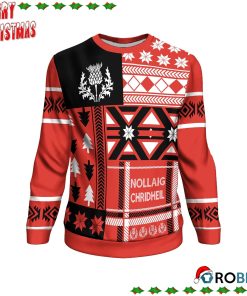 Scotland Thistle Christmas Nollaig Chridheil Red Ugly Sweatshirt, Sweater