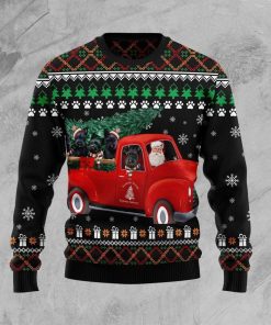 Scottish Terrier And Red Truck 3D Print Ugly Christmas Sweater RB4374