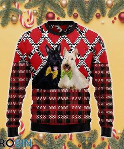 Scottish Terrier Black And White 3D Print Ugly Christmas Sweater RB4385