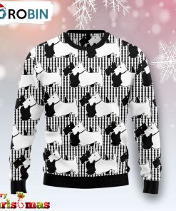 Scottish Terrier Dog Black And White Ugly Christmas Sweater – Gift For Christmas