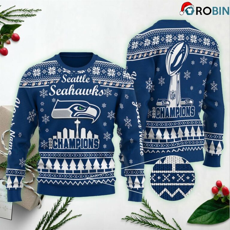 Seattle Seahawk Personalized Ugly Xmas Sweaters SWT34